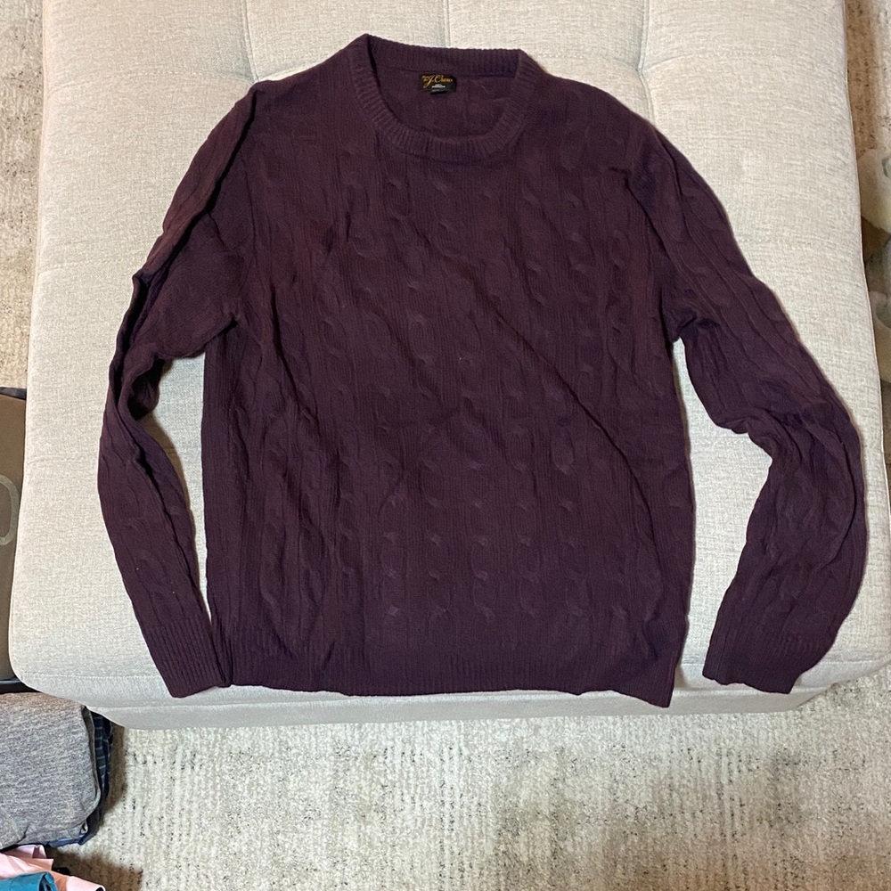 J. Crew Men's Dark Purple Crewneck  Cashmere Sweater